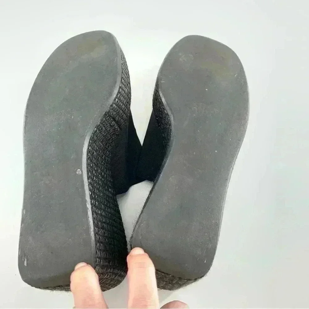 Donald J pliner sandals 7 black leather chunky platform slides vintage 90s y2k